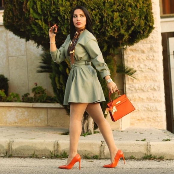 “L” Zara Light Khaki Faux Leather Dress NWT - Picture 13 of 16